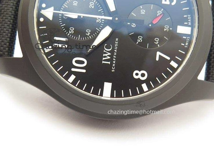 MIROTIME 0412 EasyCare Pilot Chrono IW388001 Real Ceramic ZF 1:1 Best Edition On Black Nylon Strap A 7279